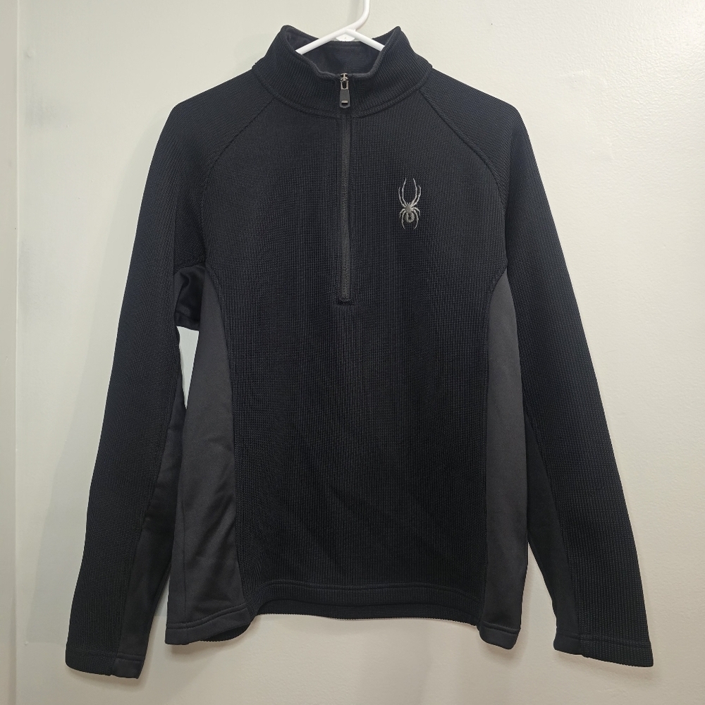 Spyder Textured Black Mens SZ Medium Sweater 1/4 Zip